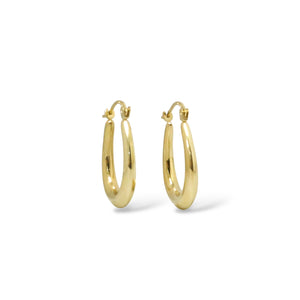 YELLOW GOLD POLISHED HOOP EARRINGS  DROP STYLE