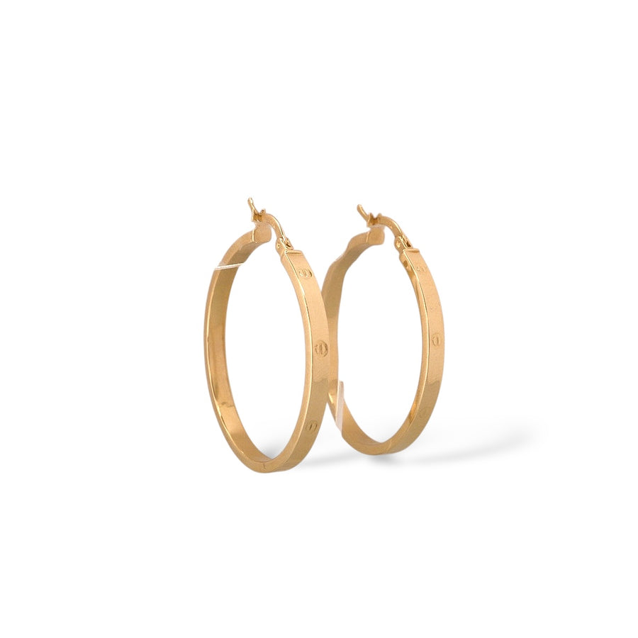 YELLOW GOLD HOOP EARRINGS WITH SIMULATED SCREWS
