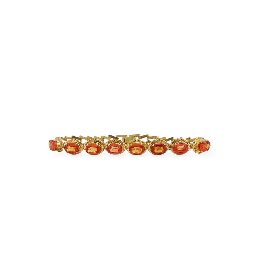 YELLOW GOLD ORANGE GARNET BRACELET