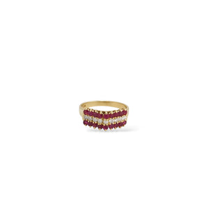 YELLOW GOLD LADY'S RING WITH RUBY AND NATURAL DIAMONDS