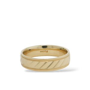YELLOW GOLD DIAGONAL CUT WEDDING BAND