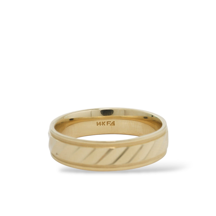 YELLOW GOLD DIAGONAL CUT WEDDING BAND