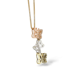 THREE BUTTERFLY DIAMOND PENDANT WITH NECKLACE