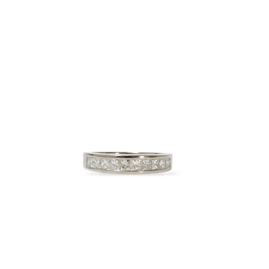 WHITE GOLD PRINCESS CUT NATURAL DIAMOND ANNIVERSARY RING