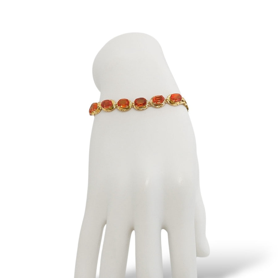 YELLOW GOLD ORANGE GARNET BRACELET