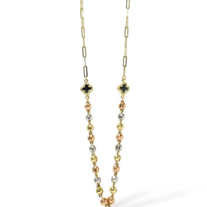 THREE TONE NECKLAVE WITH HEART PENDANT