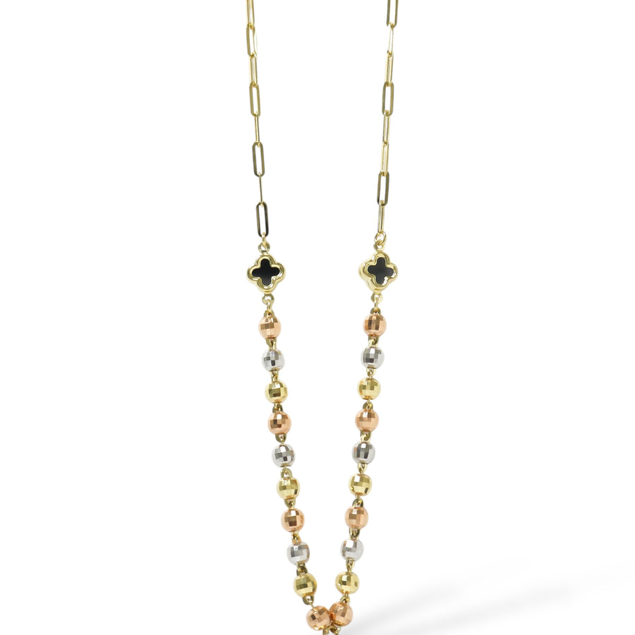 THREE TONE NECKLAVE WITH HEART PENDANT