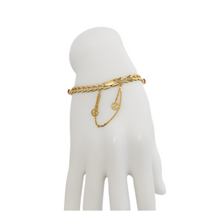 YELLOW GOLD ORANGE GARNET BRACELET