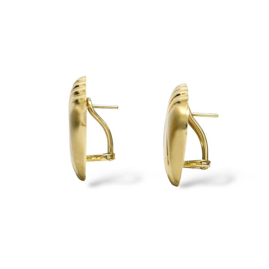 YELLOW GOLD SQUARE EARRINGS POLISHED AND SANDBLASTED