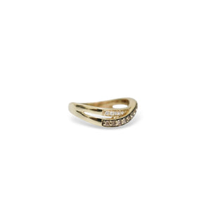 YELLOW GOLD LADY'S RING BAND WITH NATURAL DIAMONDS