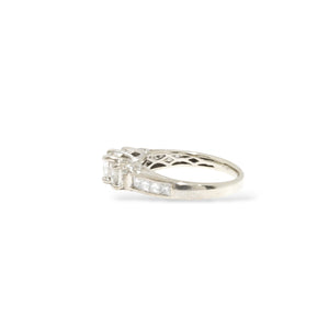 WHITE GOLD PRINCESS CUT PAST,PRESENT,AND FUTURE RING