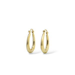 YELLOW GOLD POLISHED HOOP EARRINGS  DROP STYLE