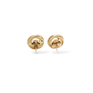 YELLOW GOLD FRESH WATER BUTTON PEARL STUD EARRINGS