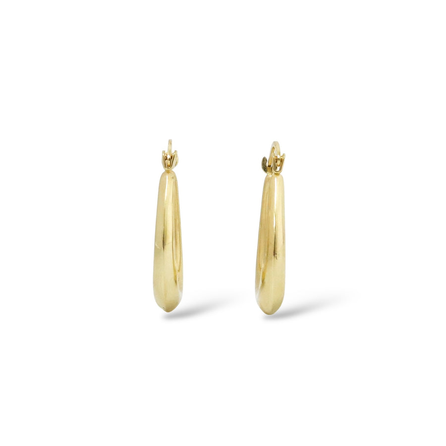 YELLOW GOLD POLISHED HOOP EARRINGS  DROP STYLE