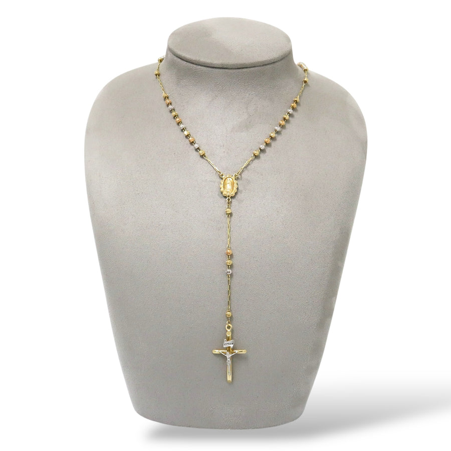 THREE TONE ROSARY NECKLACE