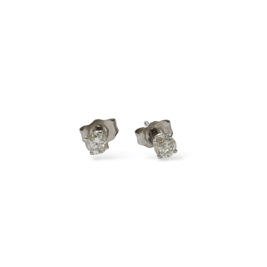 WHITE GOLD NATURAL DIAMOND  GIRL'S  STUD EARRINGS
