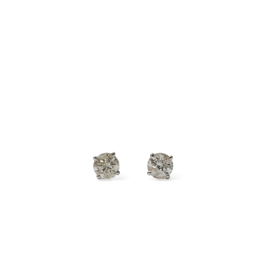WHITE GOLD NATURAL DIAMOND  GIRL'S  STUD EARRINGS