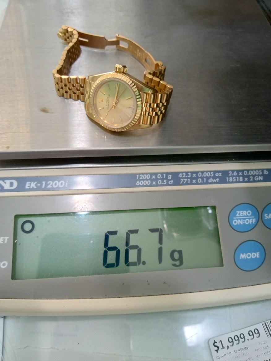 ROLEX LADY OYSTER PERPETUAL 18K YELLOW GOLD