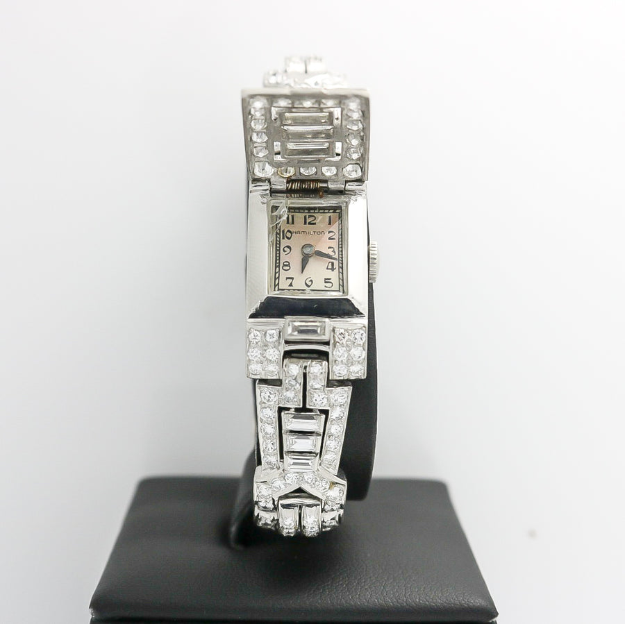 ART DECO PLATINUM LADY'S HAMILTON WRISTWATCH WITH DIAMONDS