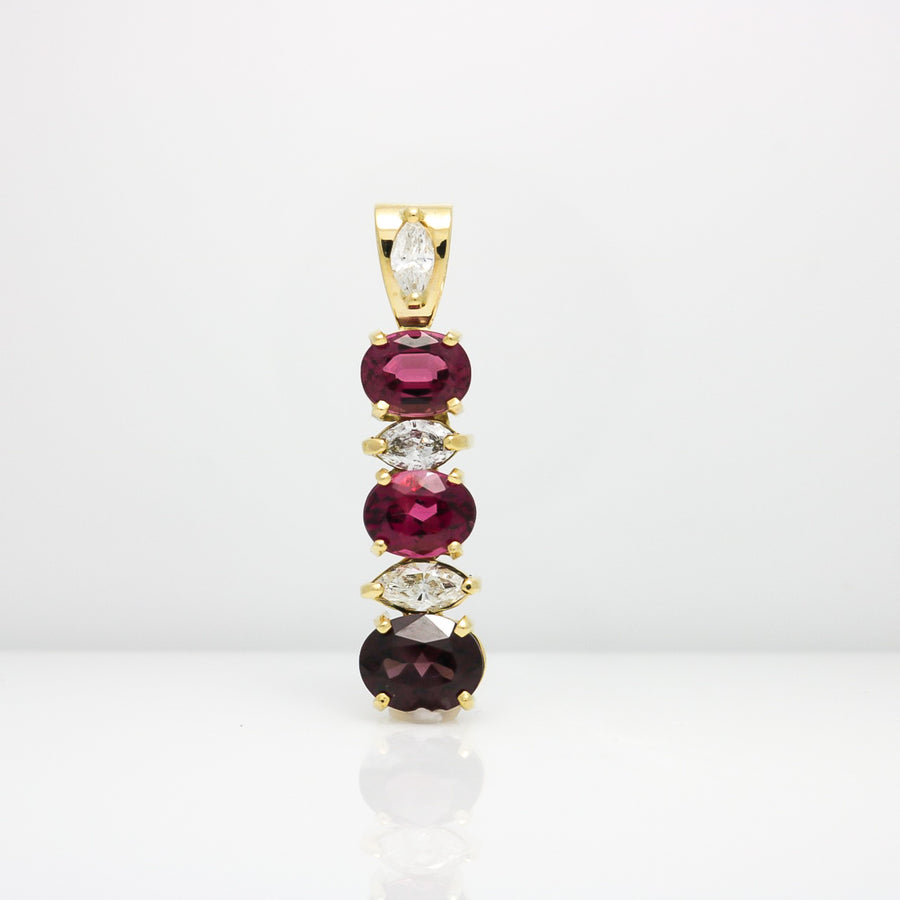 YELLOW GOLD TOURMALINE AND DIAMOND PENDANT