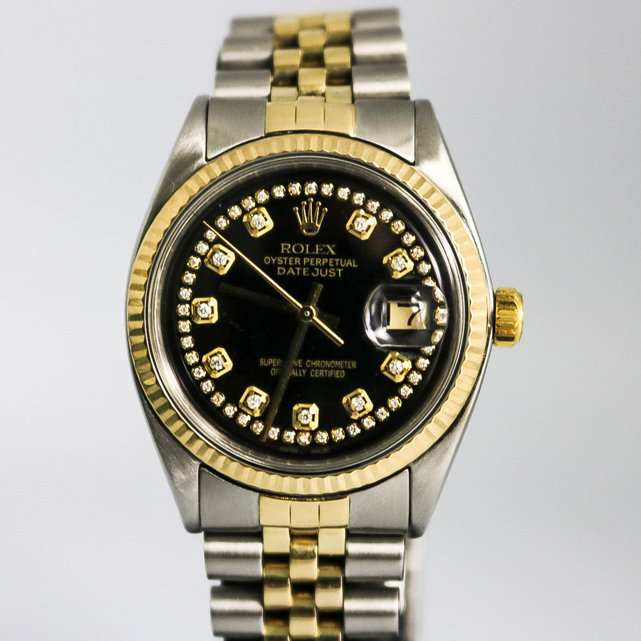 ROLEX DATEJUST DIAMOND DIAL STAINLESS STEEL &  GOLD