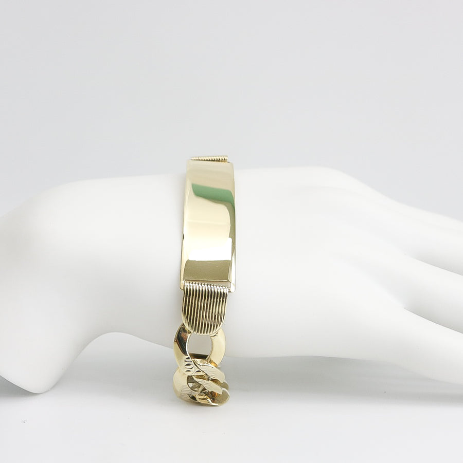 YELLOW GOLD CUBAN CURB LINK ID BRACELET
