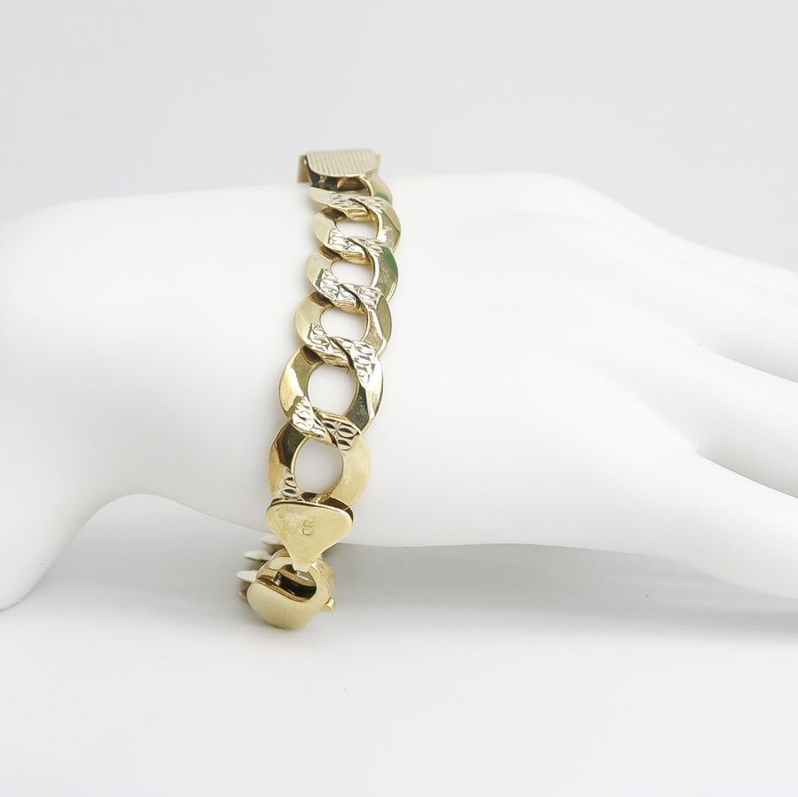 YELLOW GOLD CUBAN CURB LINK ID BRACELET