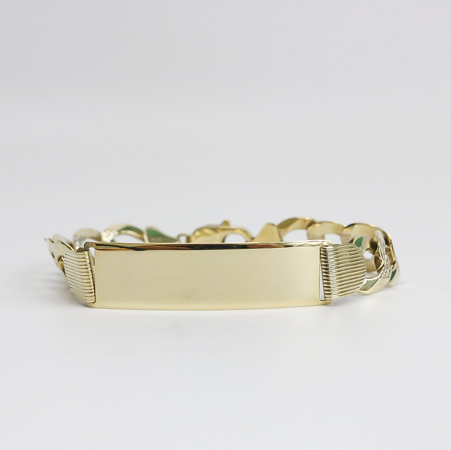 YELLOW GOLD CUBAN CURB LINK ID BRACELET