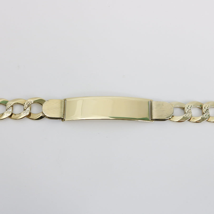 YELLOW GOLD CUBAN CURB LINK ID BRACELET