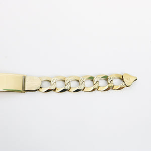 YELLOW GOLD CUBAN CURB LINK ID BRACELET