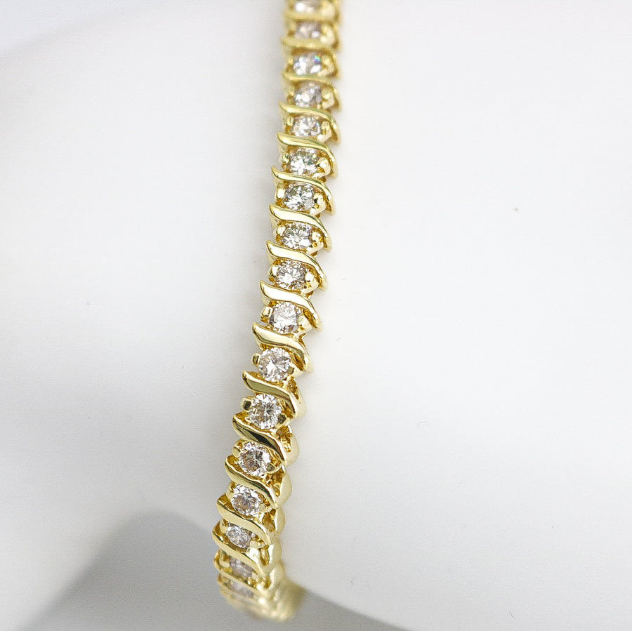 YELLOW GOLD 4CT NATURAL DIAMOND BRACELET