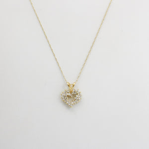 YELLOW GOLD DIAMOND HEART PENDANT WITH GOLD CHAIN