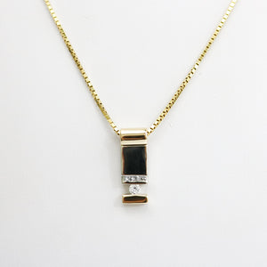 TWO TONE GOLD DIAMOND PENDANT WITH BOX STYLE NECKLACE