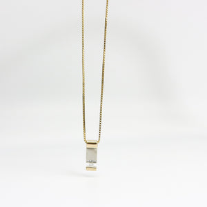 TWO TONE GOLD DIAMOND PENDANT WITH BOX STYLE NECKLACE