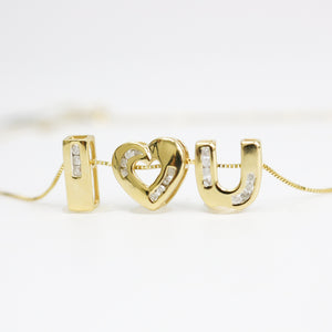 YELLOW GOLD I LOVE YOU PENDANT WITH BOX CHAIN
