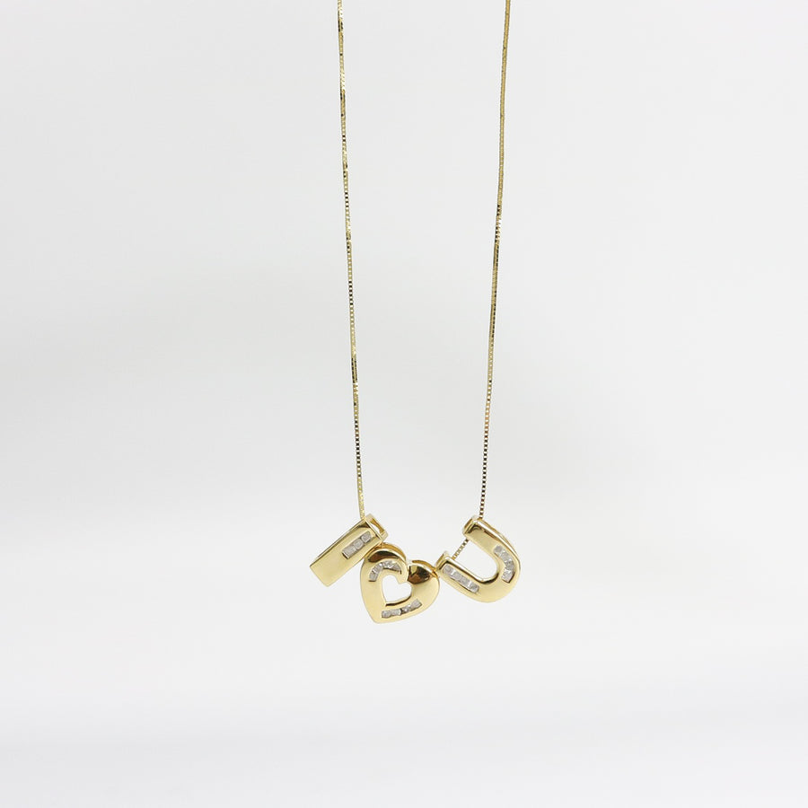 YELLOW GOLD I LOVE YOU PENDANT WITH BOX CHAIN