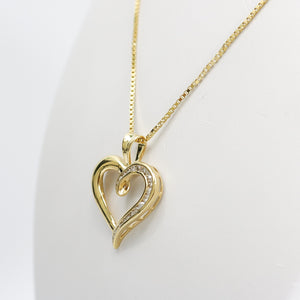 YELLOW GOLD HEART DIAMOND PENDANT WITH BOX NECKALCE