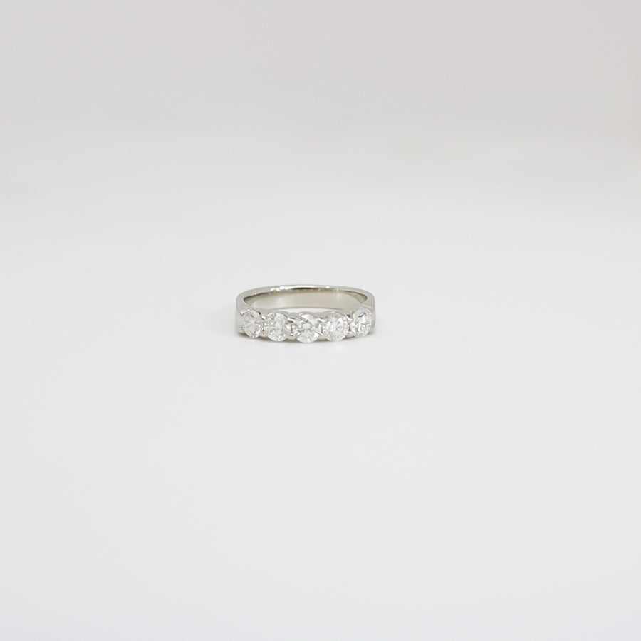 WHITE GOLD FIVE STONE NATURAL DIAMOND LADY'S RING