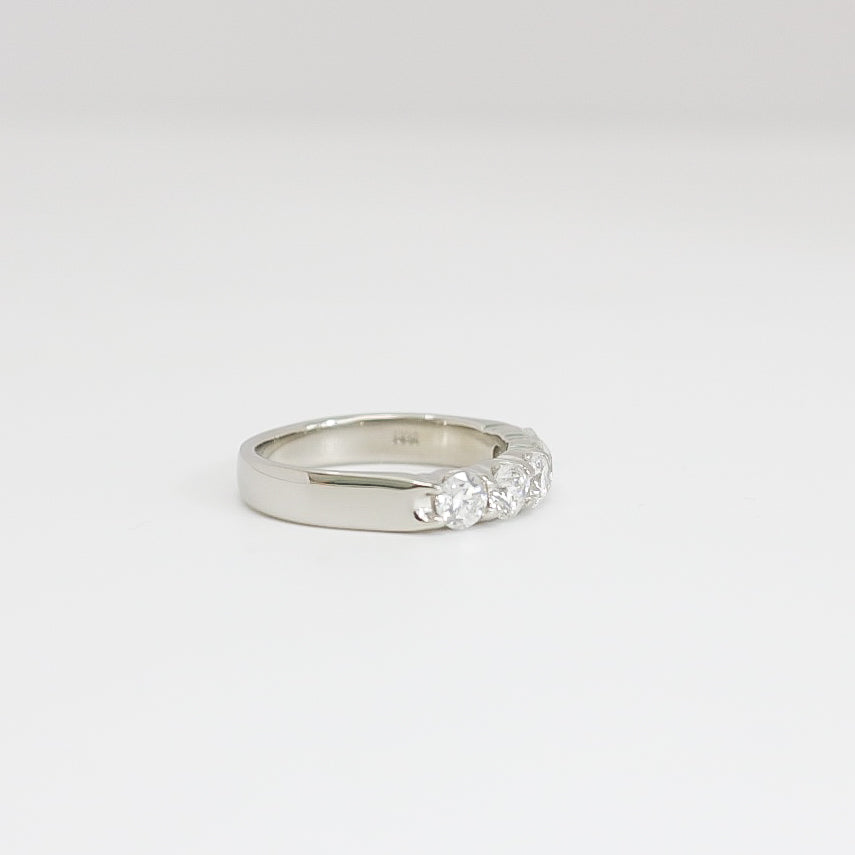 WHITE GOLD FIVE STONE NATURAL DIAMOND LADY'S RING