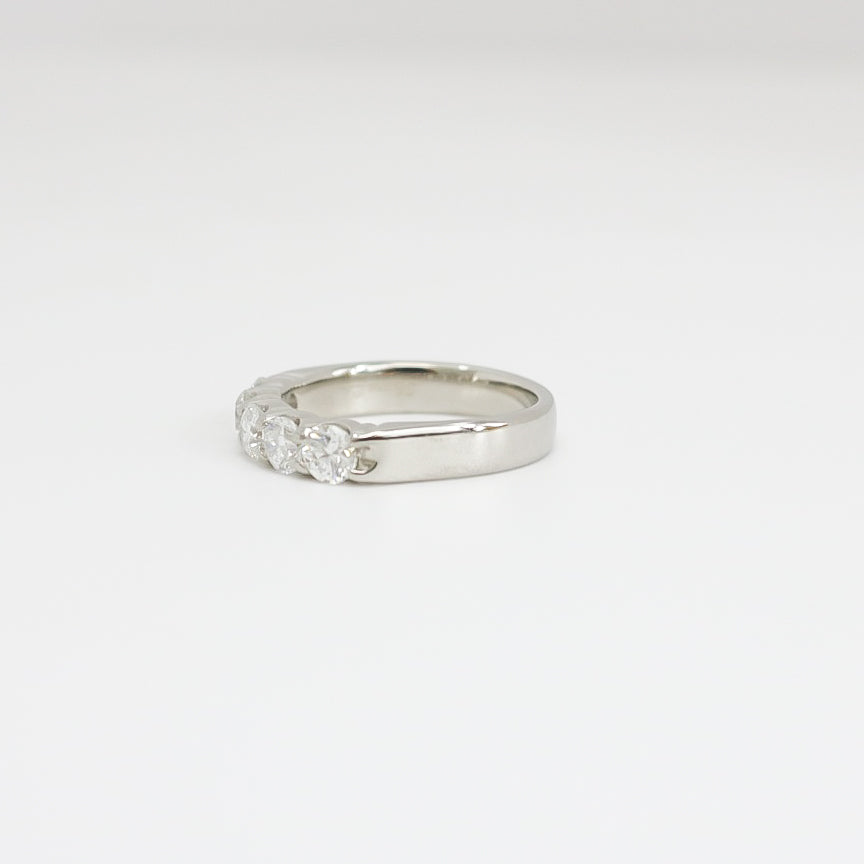 WHITE GOLD FIVE STONE NATURAL DIAMOND LADY'S RING