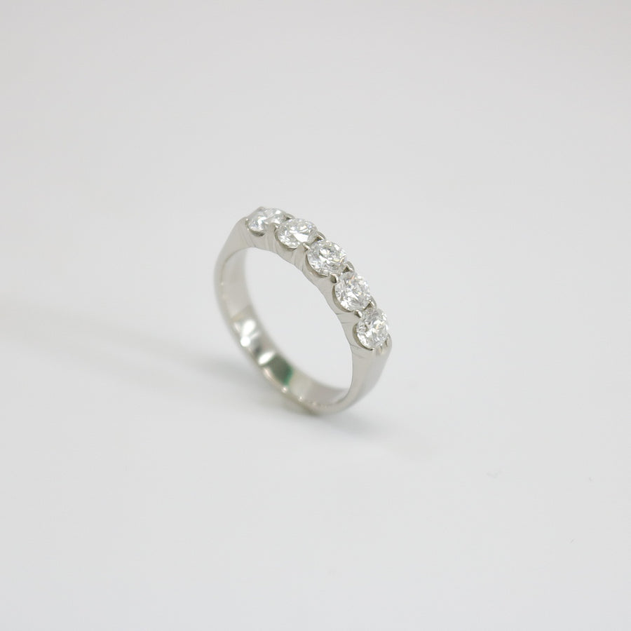 WHITE GOLD FIVE STONE NATURAL DIAMOND LADY'S RING