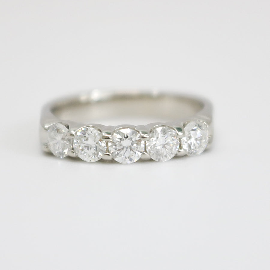 WHITE GOLD FIVE STONE NATURAL DIAMOND LADY'S RING