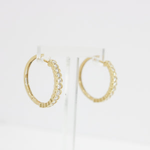 YELLOW GOLD NATURAL DIAMOND HOOP EARRINGS
