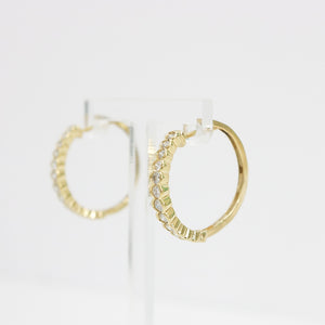 YELLOW GOLD NATURAL DIAMOND HOOP EARRINGS