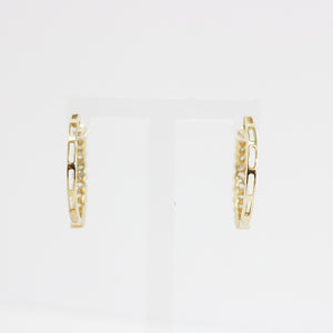 YELLOW GOLD NATURAL DIAMOND HOOP EARRINGS