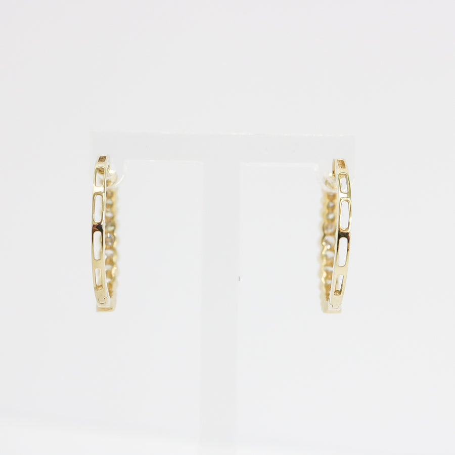 YELLOW GOLD NATURAL DIAMOND HOOP EARRINGS