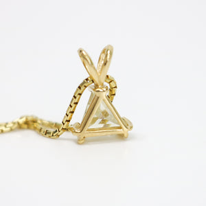 YELLOW GOLD NATURAL DIAMOND TRIANGLE CUT PENDANT WITH NECKLACE