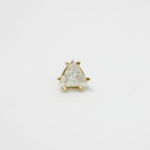 YELLOW GOLD TRIANGLE CUT NATURAL DIAMOND STUD EARRINGS