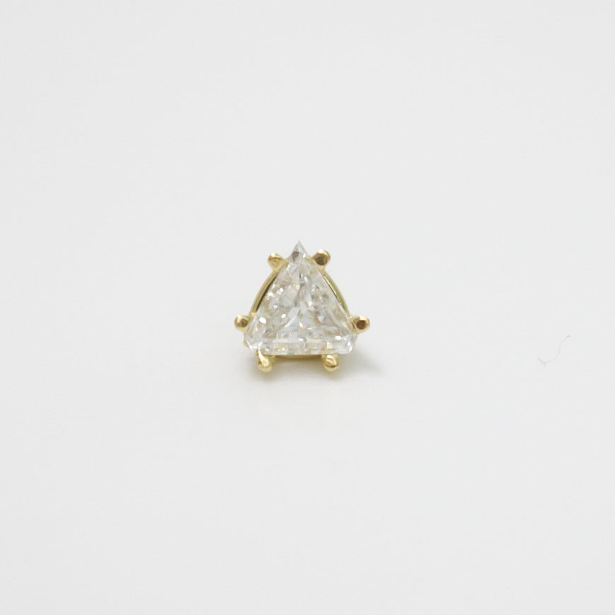 YELLOW GOLD TRIANGLE CUT NATURAL DIAMOND STUD EARRINGS