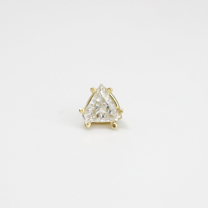 YELLOW GOLD TRIANGLE CUT NATURAL DIAMOND STUD EARRINGS